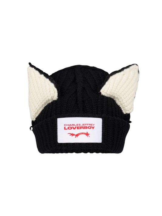 【Charles Jeffrey Loverboy - チャールズ ジェフリー ラバーボーイ】CHUNKY EARS BEANIE / BLACK ECRU (ビーニー/ブラックエクリュ)