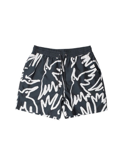 【by Parra - バイパラ】BIRDS FLY FREE SWIM SHORTS / BLACK (ショーツ/ブラック)