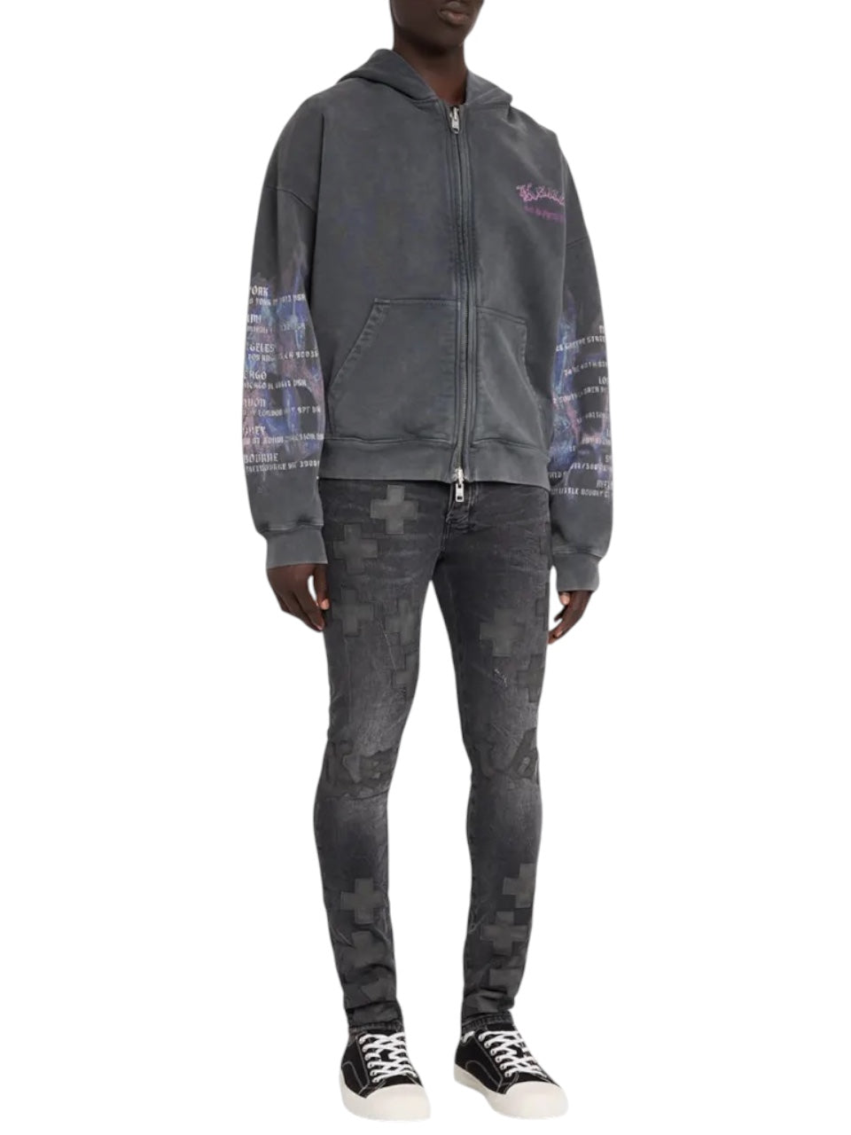 【KSUBI - スビ】FALLEN EKCESS ZIP HOODIE / FADED BLACK (フーディ/フェードブラック)