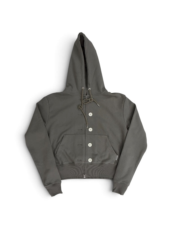 【KIMHEKIM - キムヘキム】ASH BUTTON ZIP-UP HOODIE (フーディー/カーキ)