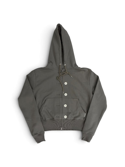 【KIMHEKIM - キムヘキム】ASH BUTTON ZIP-UP HOODIE (フーディー/カーキ)