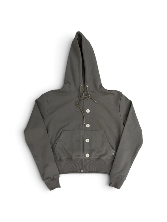 【KIMHEKIM - キムヘキム】ASH BUTTON ZIP-UP HOODIE (フーディー/カーキ)