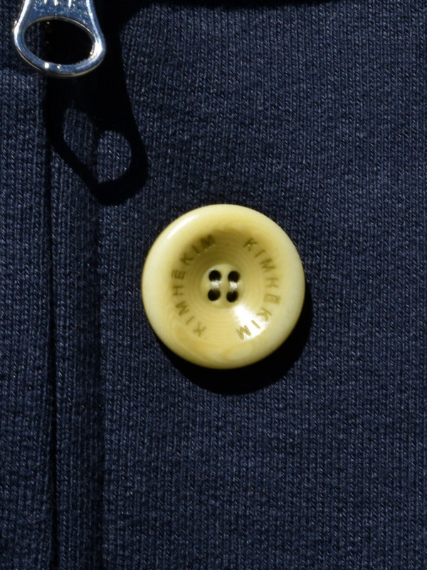 【KIMHEKIM - キムヘキム】ASH BUTTON ZIP-UP HOODIE (フーディー/ネイビー)