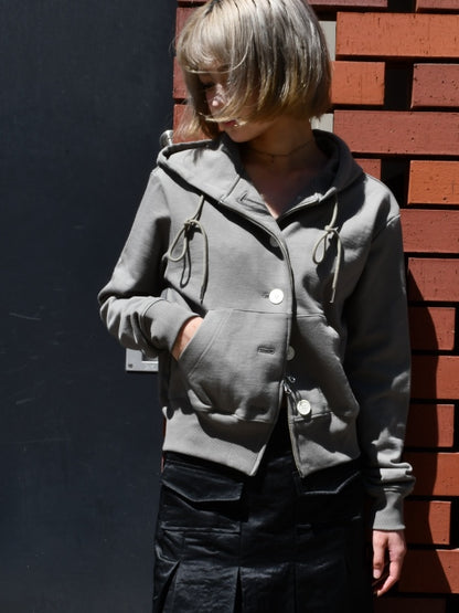 【KIMHEKIM - キムヘキム】ASH BUTTON ZIP-UP HOODIE (フーディー/カーキ)