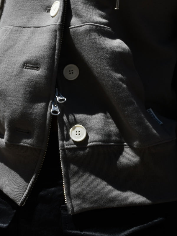 【KIMHEKIM - キムヘキム】ASH BUTTON ZIP-UP HOODIE (フーディー/カーキ)