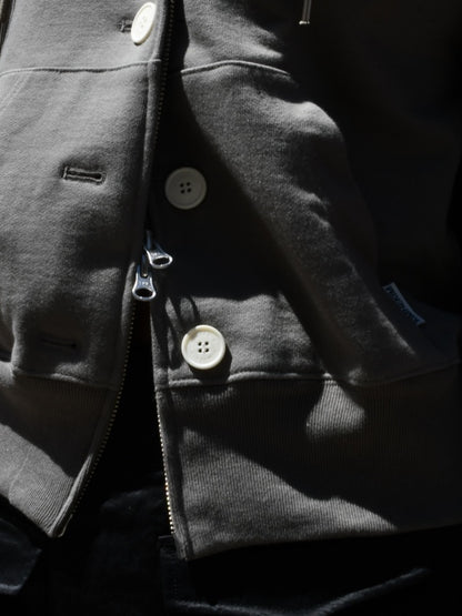 【KIMHEKIM - キムヘキム】ASH BUTTON ZIP-UP HOODIE (フーディー/カーキ)