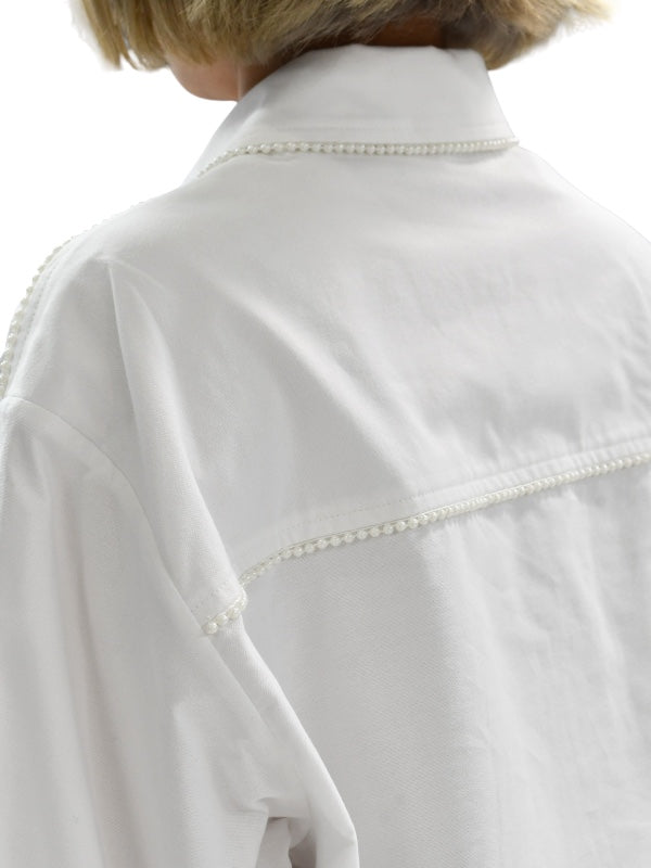 【KIMHEKIM - キムヘキム】PEARL TRIMMED SHIRT (シャツ/ホワイト)