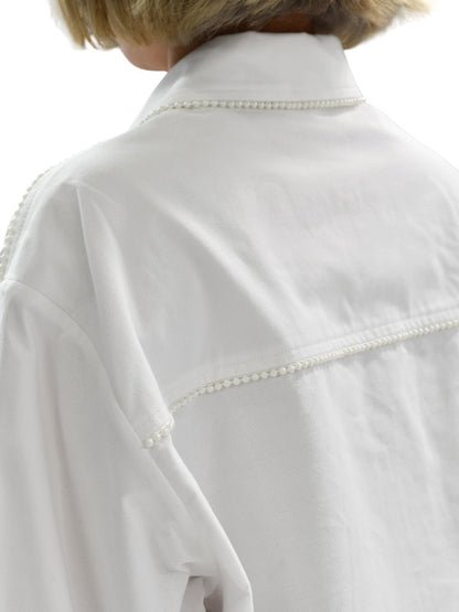 【KIMHEKIM - キムヘキム】PEARL TRIMMED SHIRT (シャツ/ホワイト)