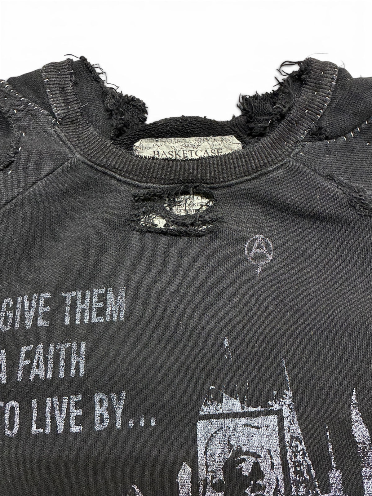 【BASKETCASE  - バスケットケース】RETREAT REPAIRED CREWNECK / VINTAGE BLACK (スウェット/ヴィンテージブラック)