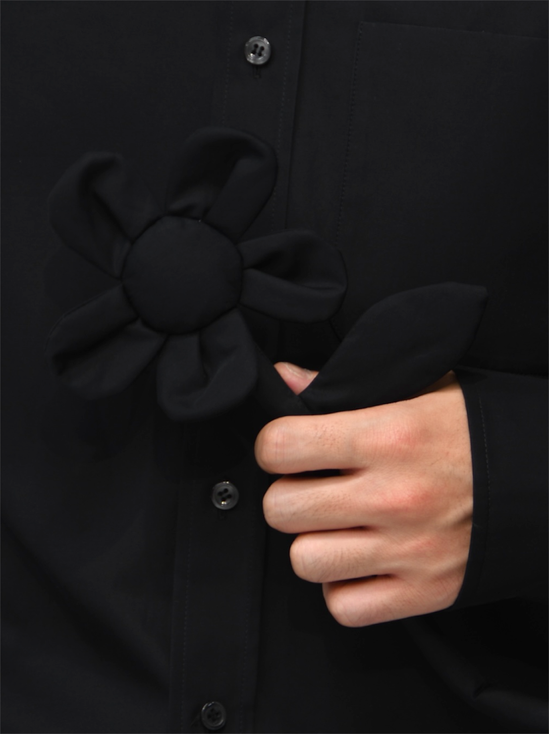 【Walter Van Beirendonck - ウォルターヴァンベイレンドンク】Fiori Shirt  / Black (ニット/ライトブルー)