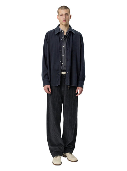 【mfpen - エムエフペン】 Gambler Shirt /  Black Fuzz Tencel  (シャツ/ブラック)