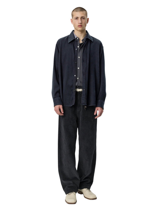 【mfpen - エムエフペン】 Gambler Shirt /  Black Fuzz Tencel  (シャツ/ブラック)