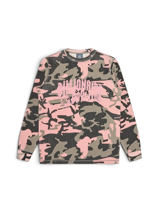 【Billionaire Boys Club-ビリオネアボーイズクラブ】 STENCIL ARCHLOGO WAFFLE LS T-SHIRT / PINK CAMO (Tシャツ/ピンクカモ)