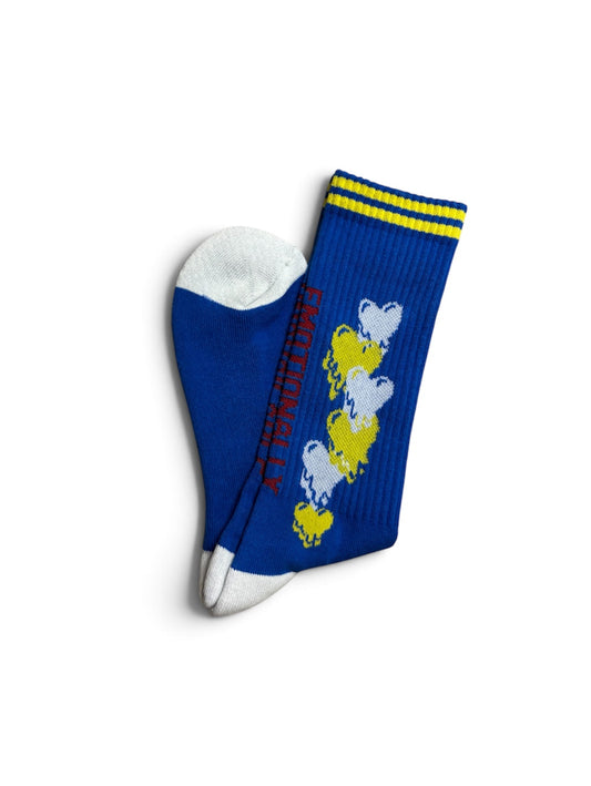 【EMOTIONALLY UNAVAILABLE - エモーショナリー アンアベイラブル】EU LOGO SOCKS / BLUE (ソックス/ブルー)