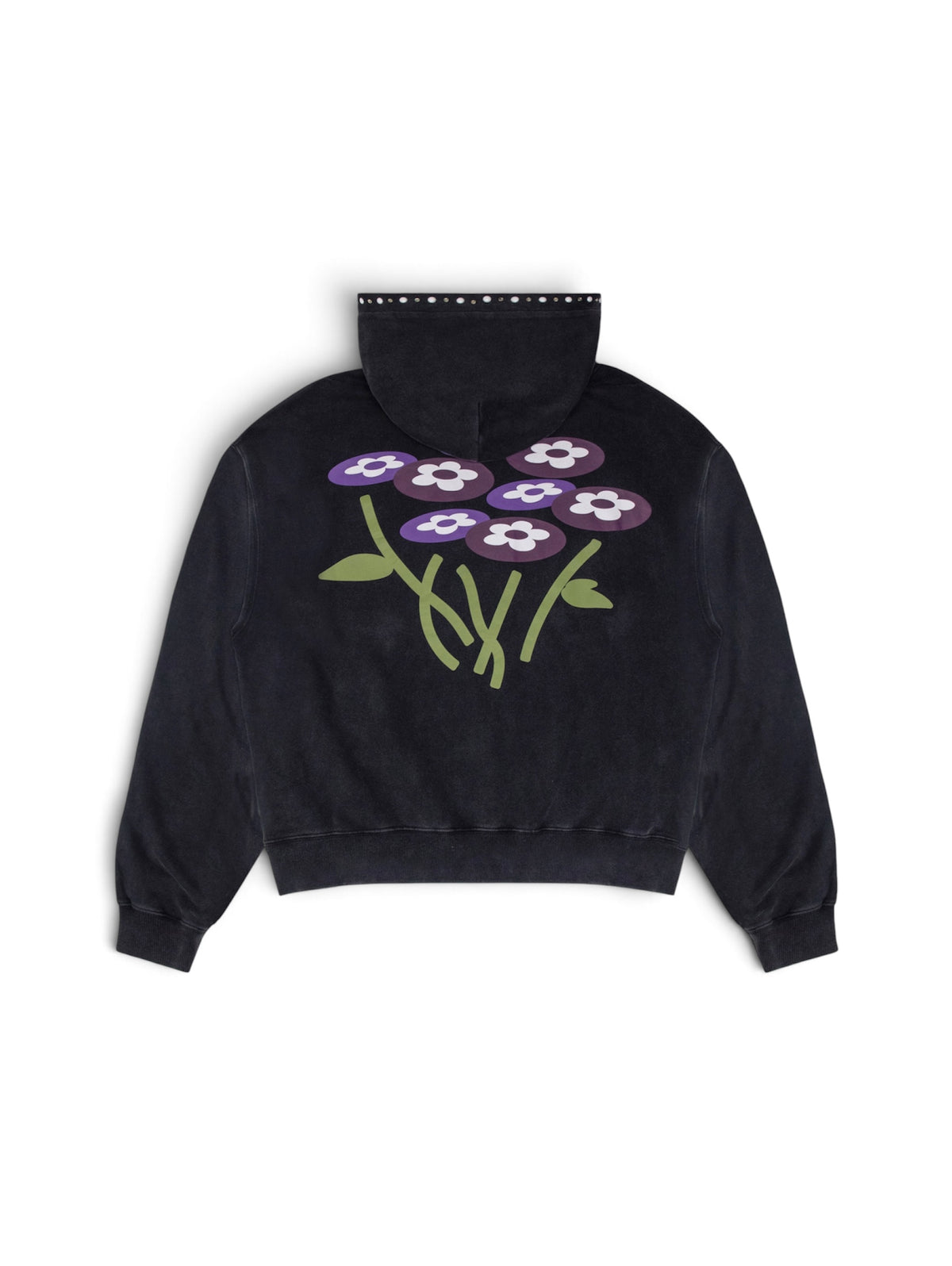 【VANDY THE PINK - ヴァンディー・ザ・ピンク】TWO FLOWER BUCKLE STUDDED HOODIE / BLACK (パーカー/ブラック)