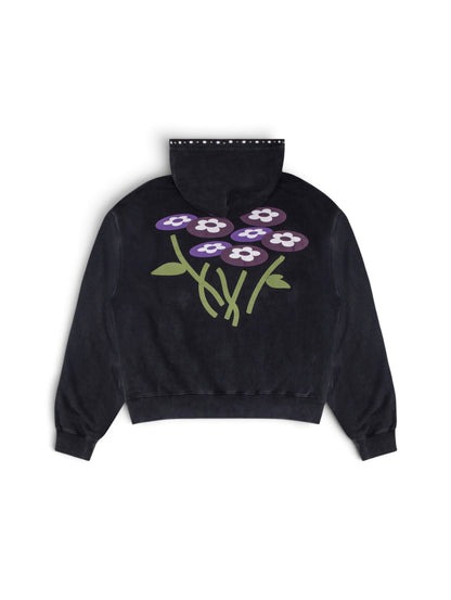 【VANDY THE PINK - ヴァンディー・ザ・ピンク】TWO FLOWER BUCKLE STUDDED HOODIE / BLACK (パーカー/ブラック)