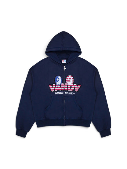 【VANDY THE PINK - ヴァンディー・ザ・ピンク】EYE LOGO ZIP UP HOODIE / NAVY (パーカー/ネイビー)