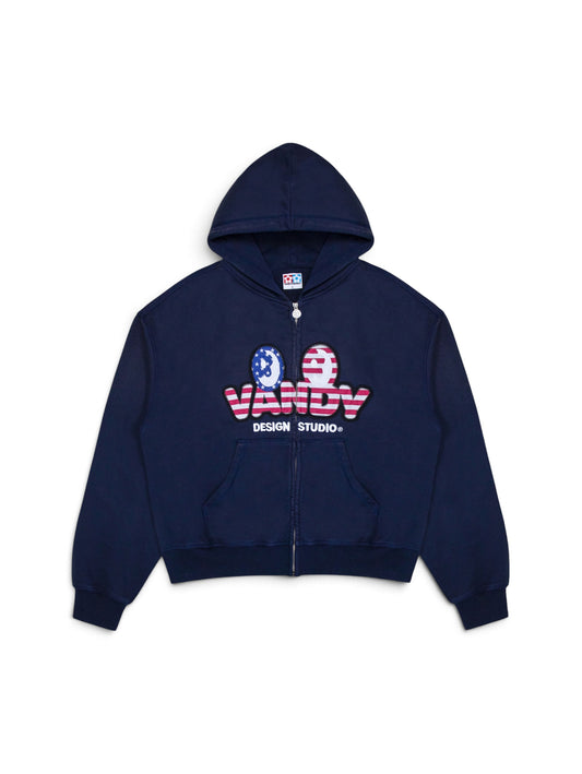 【VANDY THE PINK - ヴァンディー・ザ・ピンク】EYE LOGO ZIP UP HOODIE / NAVY (パーカー/ネイビー)
