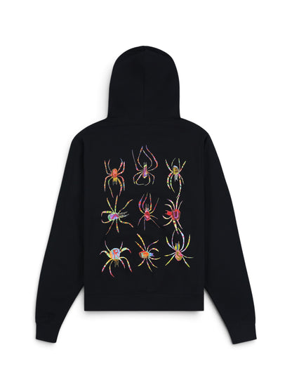 【PLEASURES - プレジャーズ】SPIDERS FITTED ZIP HOODIE / BLACK (フーディ/ブラック)