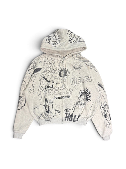 【HELLSTAR - ヘルスター】GRAFFITI ZIP-UP / WHITE (フーディ/ホワイト)
