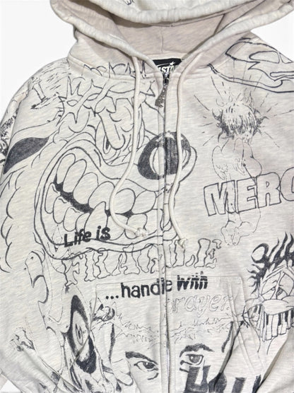 【HELLSTAR - ヘルスター】GRAFFITI ZIP-UP / WHITE (フーディ/ホワイト)