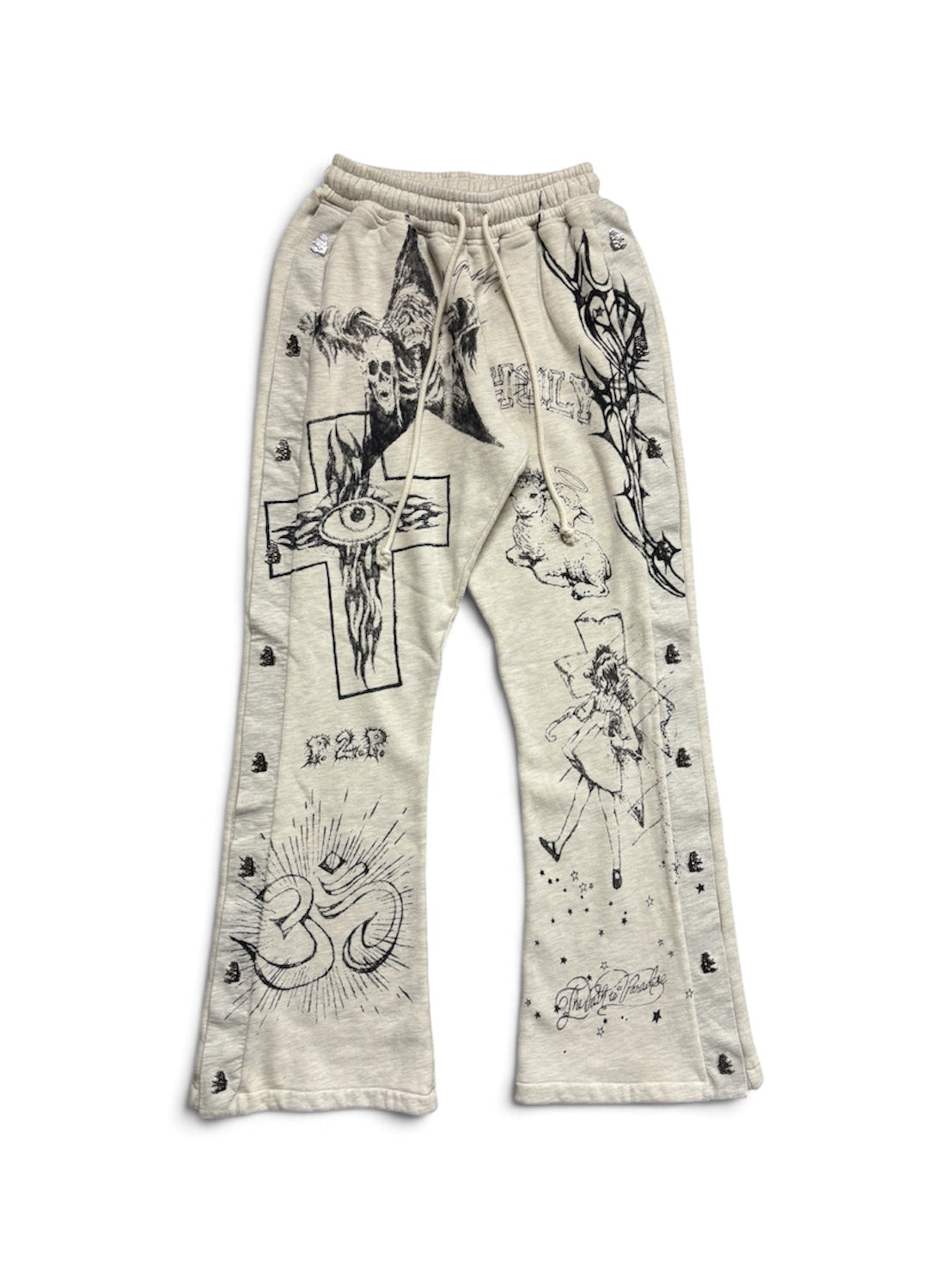 【HELLSTAR - ヘルスター】GRAFFITI MIRROR FACE SWEATPANTS / WHITE (パンツ/ホワイト)