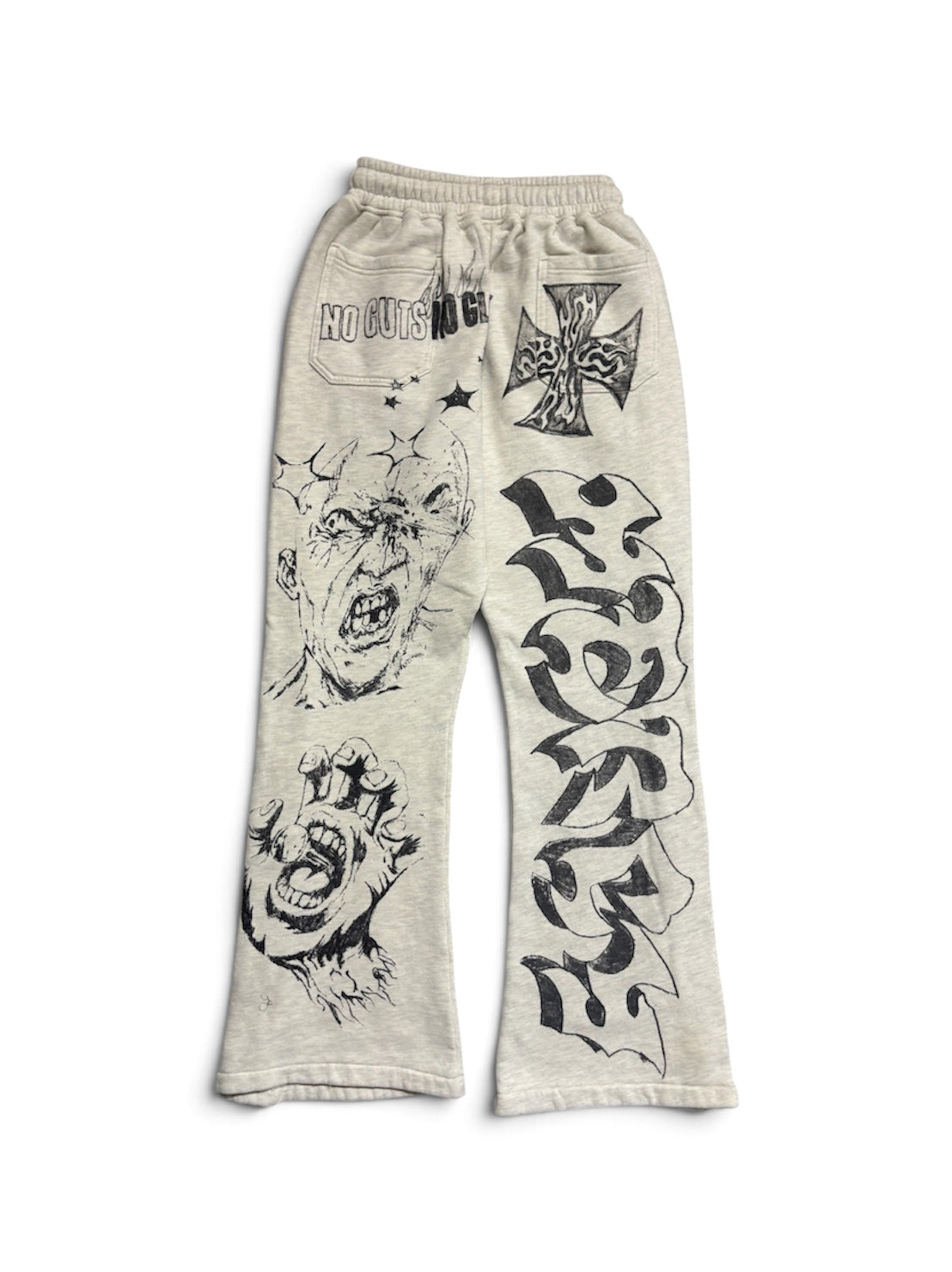 【HELLSTAR - ヘルスター】GRAFFITI MIRROR FACE SWEATPANTS / WHITE (パンツ/ホワイト)