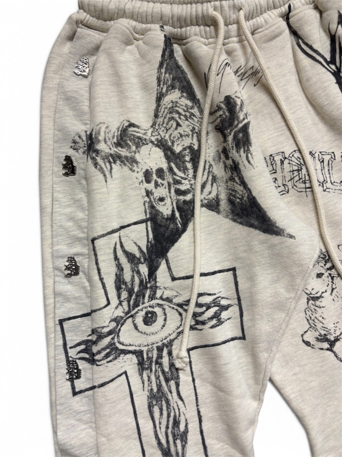 【HELLSTAR - ヘルスター】GRAFFITI MIRROR FACE SWEATPANTS / WHITE (パンツ/ホワイト)