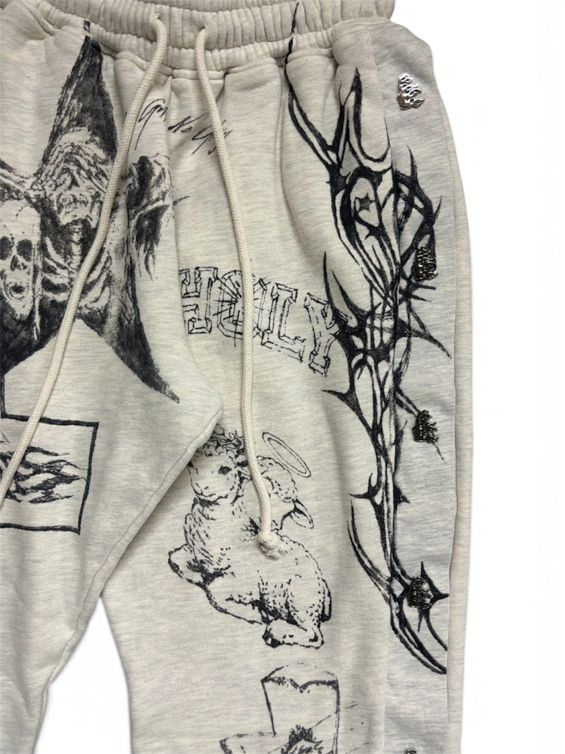 【HELLSTAR - ヘルスター】GRAFFITI MIRROR FACE SWEATPANTS / WHITE (パンツ/ホワイト)