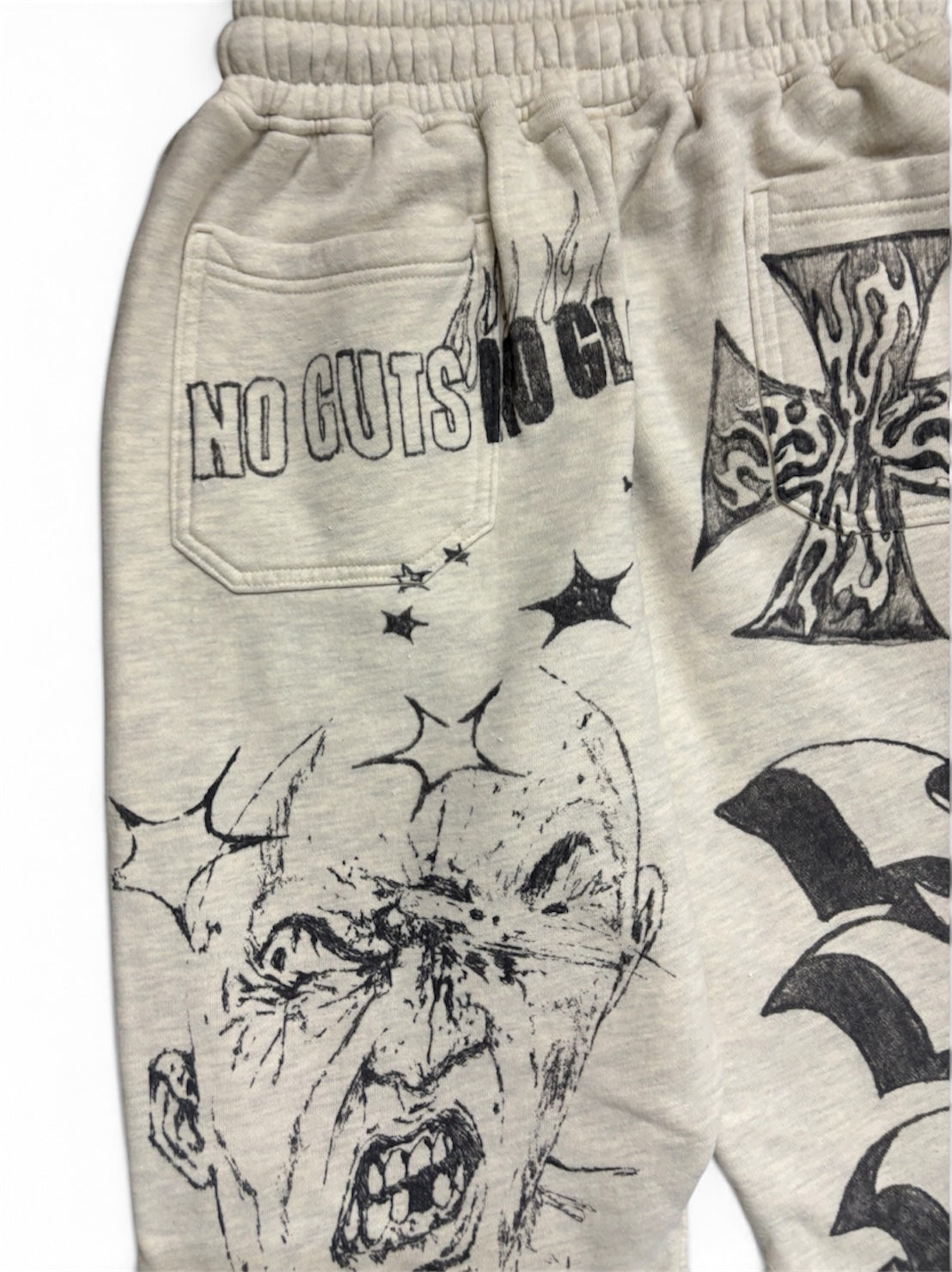 【HELLSTAR - ヘルスター】GRAFFITI MIRROR FACE SWEATPANTS / WHITE (パンツ/ホワイト)