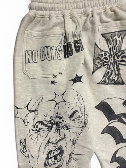 【HELLSTAR - ヘルスター】GRAFFITI MIRROR FACE SWEATPANTS / WHITE (パンツ/ホワイト)