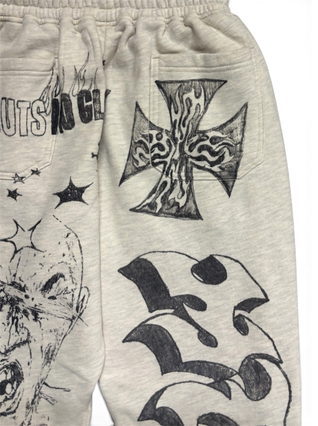 【HELLSTAR - ヘルスター】GRAFFITI MIRROR FACE SWEATPANTS / WHITE (パンツ/ホワイト)