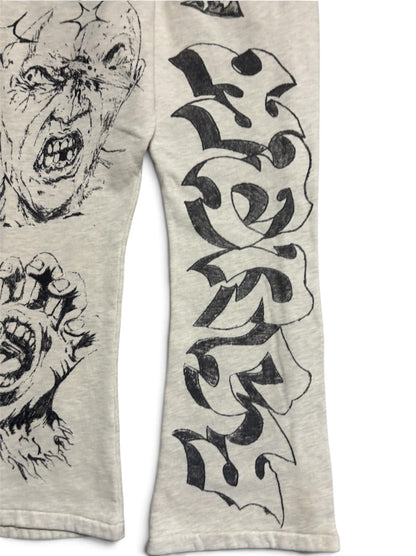 【HELLSTAR - ヘルスター】GRAFFITI MIRROR FACE SWEATPANTS / WHITE (パンツ/ホワイト)