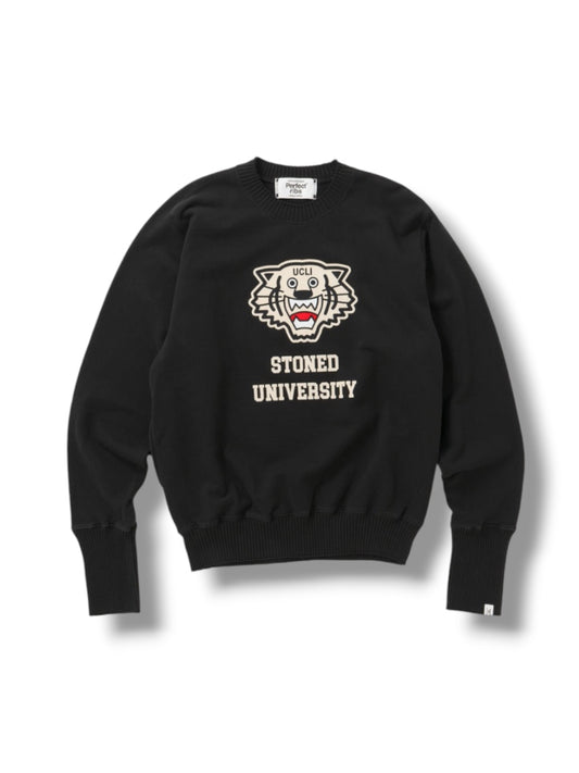 【Perfect ribs®×A LOVE MOVEMENT】"Stoned University" Basic Strange Sleeve Crew Neck Sweat Shirts / Black(スウェット/ブラック)