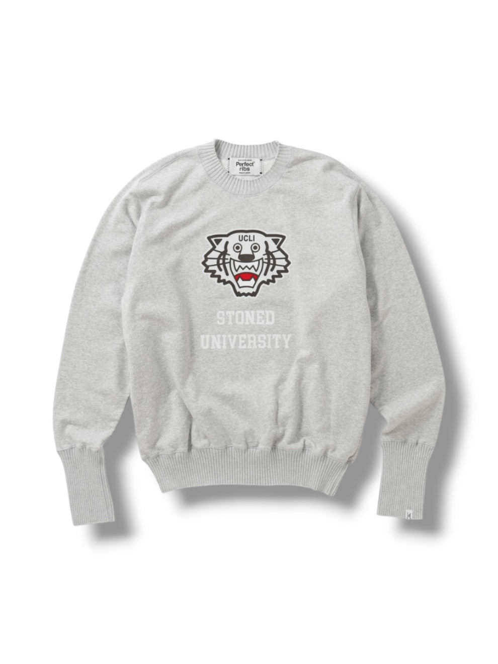 【Perfect ribs®×A LOVE MOVEMENT】"Stoned University" Basic Strange Sleeve Crew Neck Sweat Shirts / Heather Gray(スウェット/ヘザーグレー)