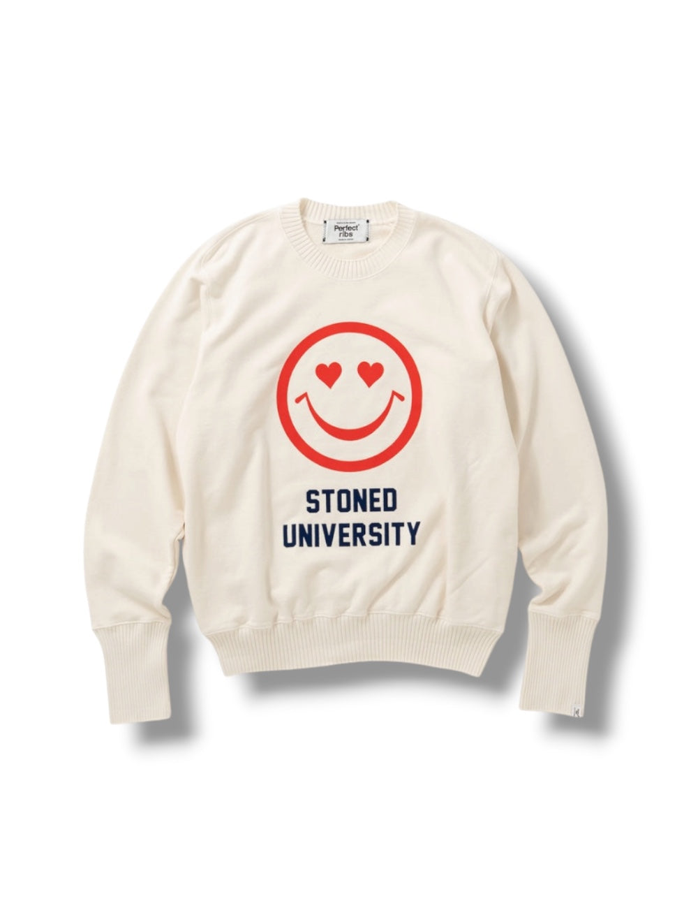 【Perfect ribs®×A LOVE MOVEMENT】"Big Smile" Basic Strange Sleeve Crew Neck Sweat Shirts / Ivory(スウェット/アイボリー)