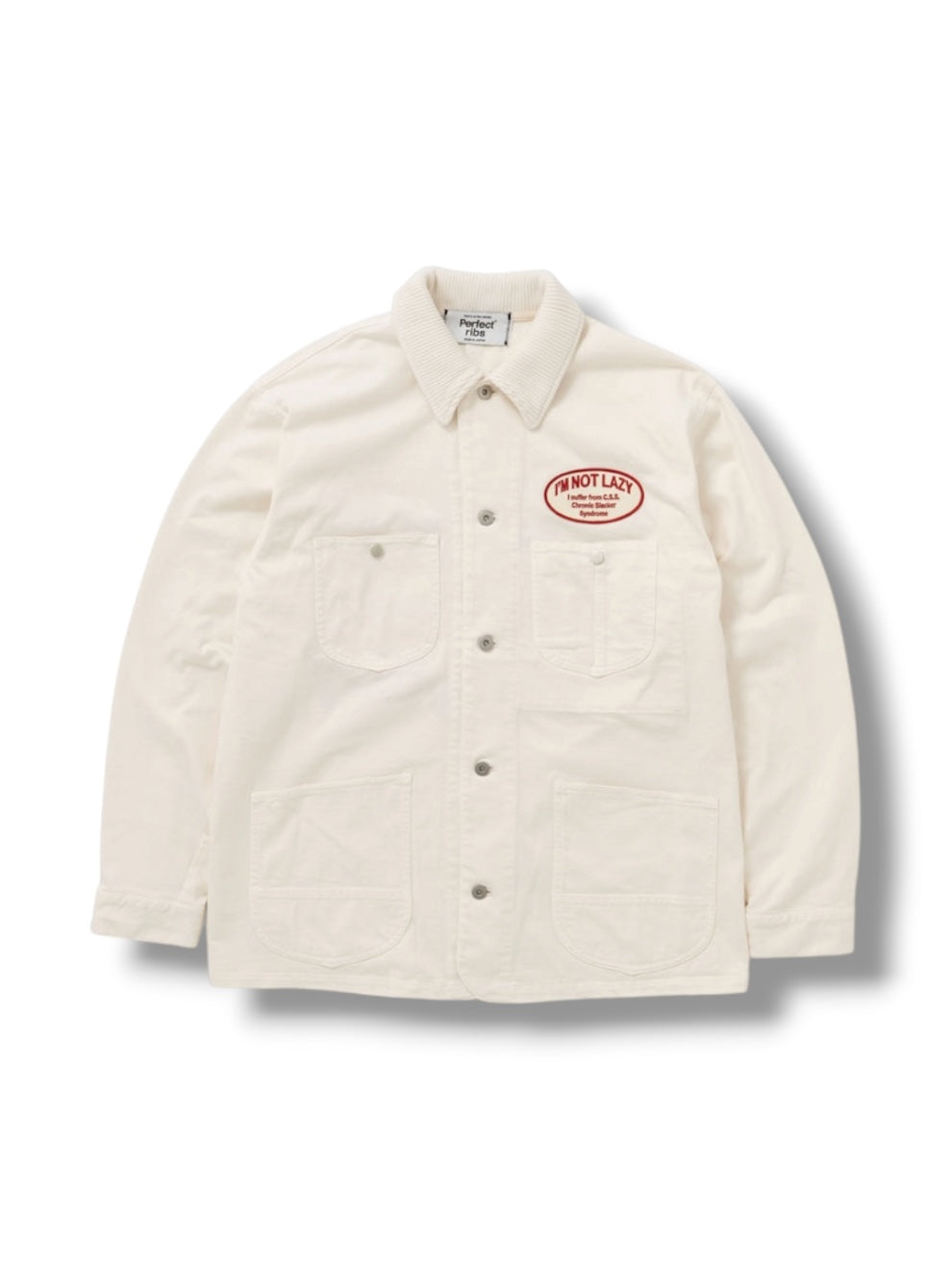 【Perfect ribs®×A LOVE MOVEMENT】"I'M NOT LAZY" Basic New Chore Coat / Ivory(チョアコート/アイボリー)