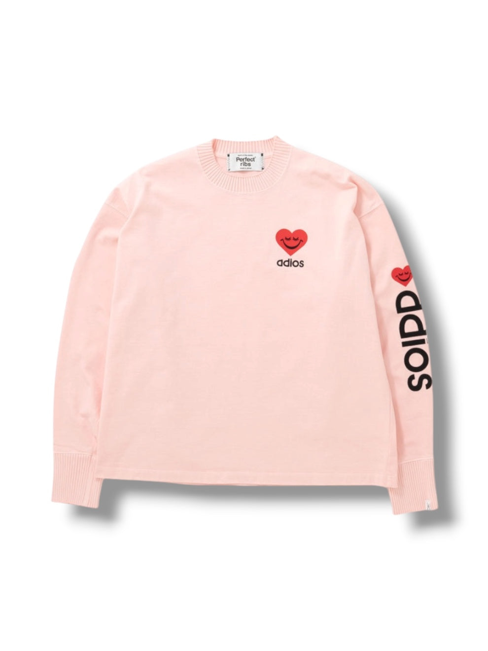 【Perfect ribs®×A LOVE MOVEMENT】"Heart adios" Basic Long Sleeve T shirts / Pink(ロングスリーブTシャツ/ピンク)