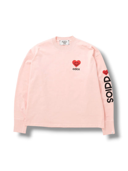 【Perfect ribs®×A LOVE MOVEMENT】"Heart adios" Basic Long Sleeve T shirts / Pink(ロングスリーブTシャツ/ピンク)