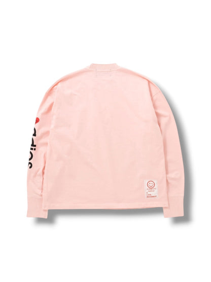 【Perfect ribs®×A LOVE MOVEMENT】"Heart adios" Basic Long Sleeve T shirts / Pink(ロングスリーブTシャツ/ピンク)