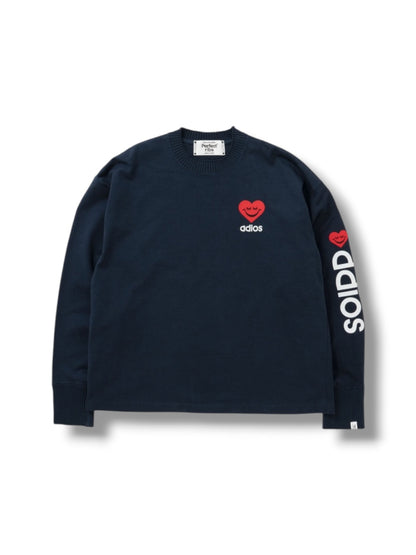 【Perfect ribs®×A LOVE MOVEMENT】"Heart adios" Basic Long Sleeve T shirts / Nany(ロングスリーブTシャツ/ネイビー)
