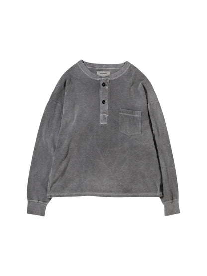 【ANACHRONORM - アナクロノーム】  PIGMENT THERMAL HENLEY NECK L/S T-SHIRTS / DUSTY BLACK (Tシャツ/ダスティーブラック)