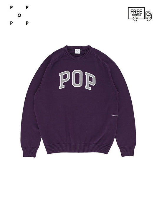 20%OFF【POP TRADING COMPANY - ポップ トレーディング カンパニー】ARCH KNITTED CREWNECK MYSTERIOSO (ニット/パープル)