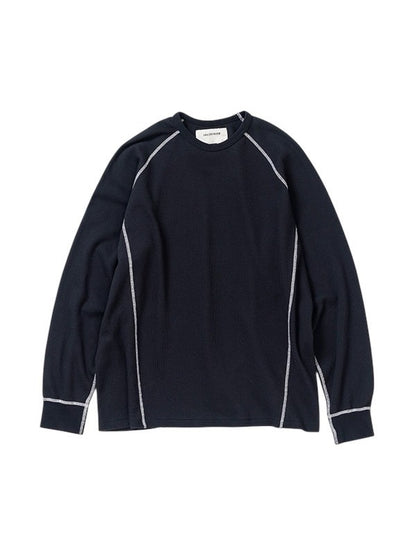 【ANACHRONORM - アナクロノーム】AN370 DESIGN STITCH WAFFLE L/S T-S / BLACK (Tシャツ/ブラック)