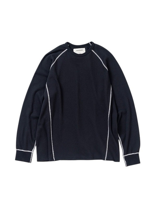 【ANACHRONORM - アナクロノーム】AN370 DESIGN STITCH WAFFLE L/S T-S / BLACK (Tシャツ/ブラック)