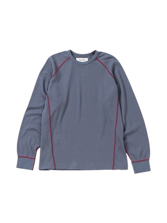 【ANACHRONORM - アナクロノーム】AN370 DESIGN STITCH WAFFLE L/S T-S / BLUE GREY (Tシャツ/ブルーグレー)