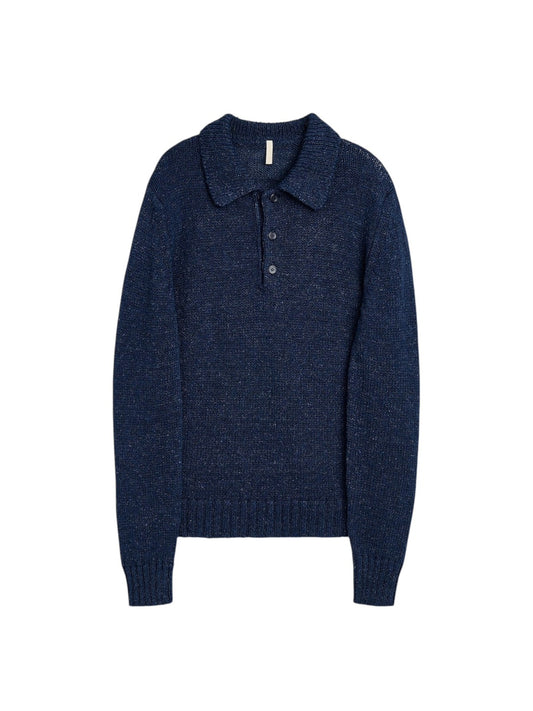 【SUN FLOWER - サンフラワー】Linen Polo / NAVY (リネンポロ/ネイビー)
