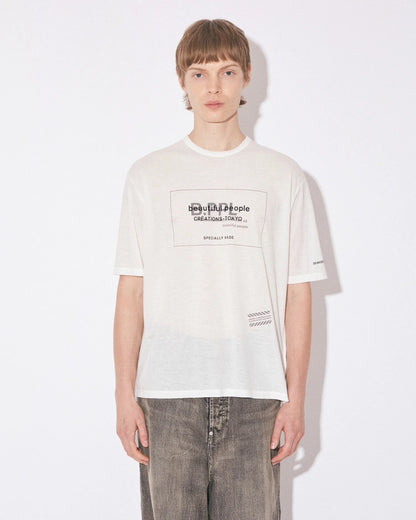 【beautiful people - ビューティフルピープル】80/1 ELS jersey house code graphic T / OFF WHITE (Tシャツ/オフホワイト)