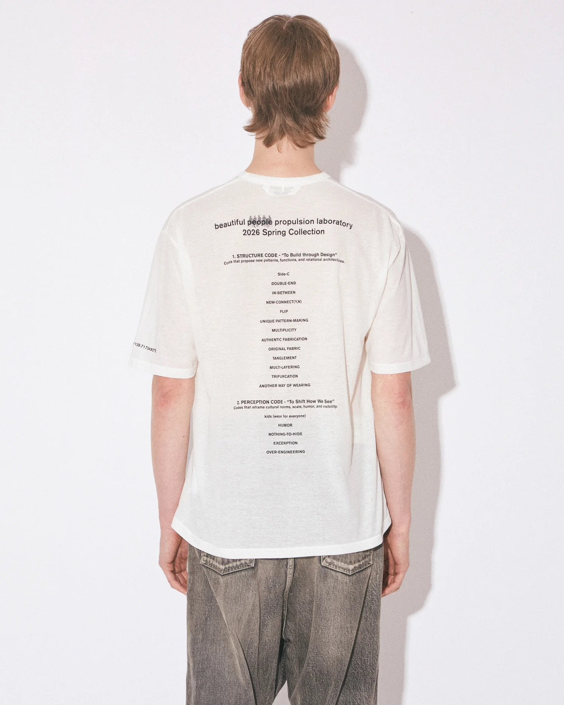 【beautiful people - ビューティフルピープル】80/1 ELS jersey house code graphic T / OFF WHITE (Tシャツ/オフホワイト)