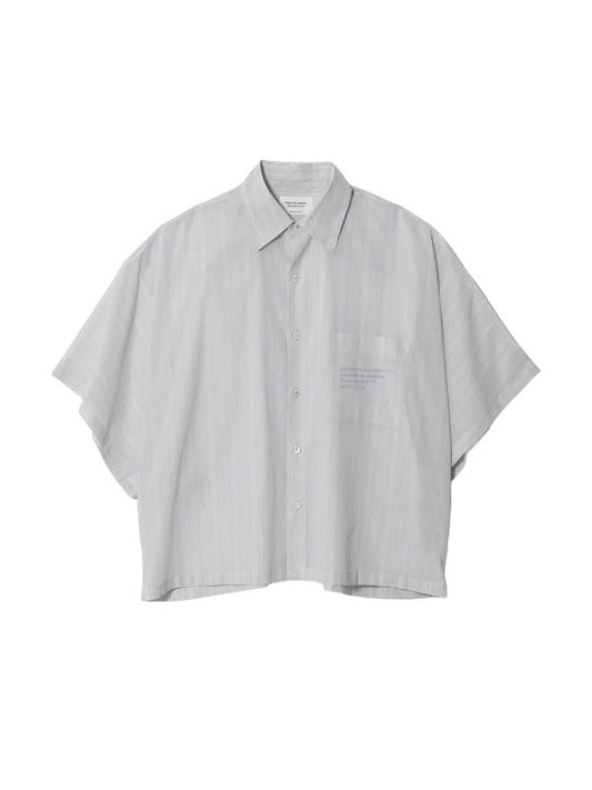 【beautiful people - ビューティフルピープル】finx sheer stripe AtoZ shirt / GRAY (半袖シャツ/グレー)